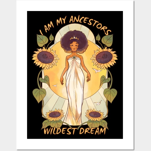 Black Girl Queen Sunflower Dream Wall Art by Hypnotic Highs